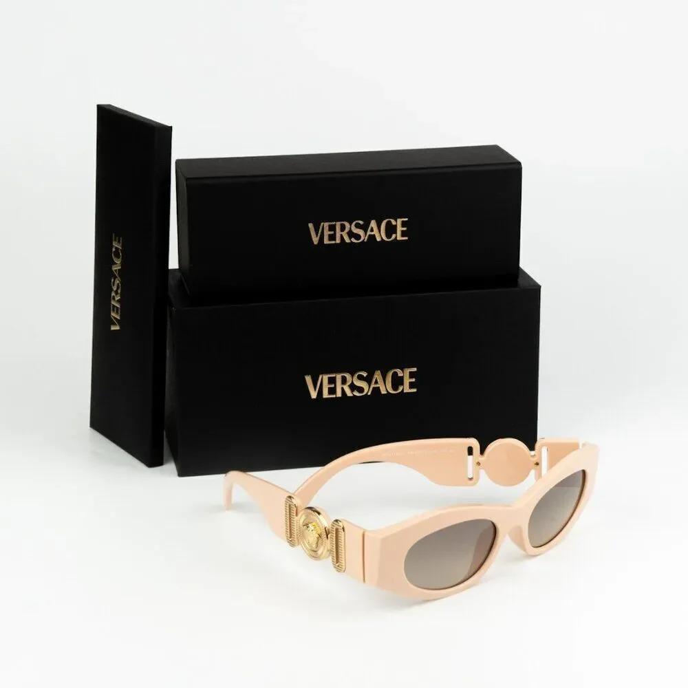 NEW Versace VE4480U 54946I Nude Brown Mirror Oval Unisex Sunglasses